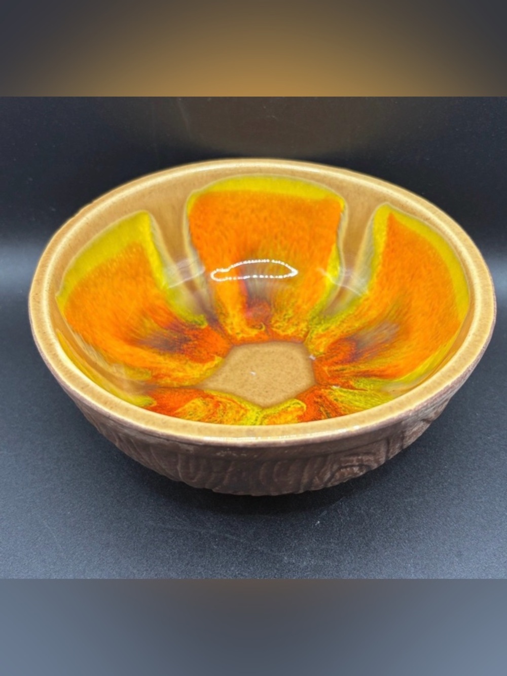 Vintage California Pottery Sequoia Orange Glazed Small Bowl 613B MCM, USA